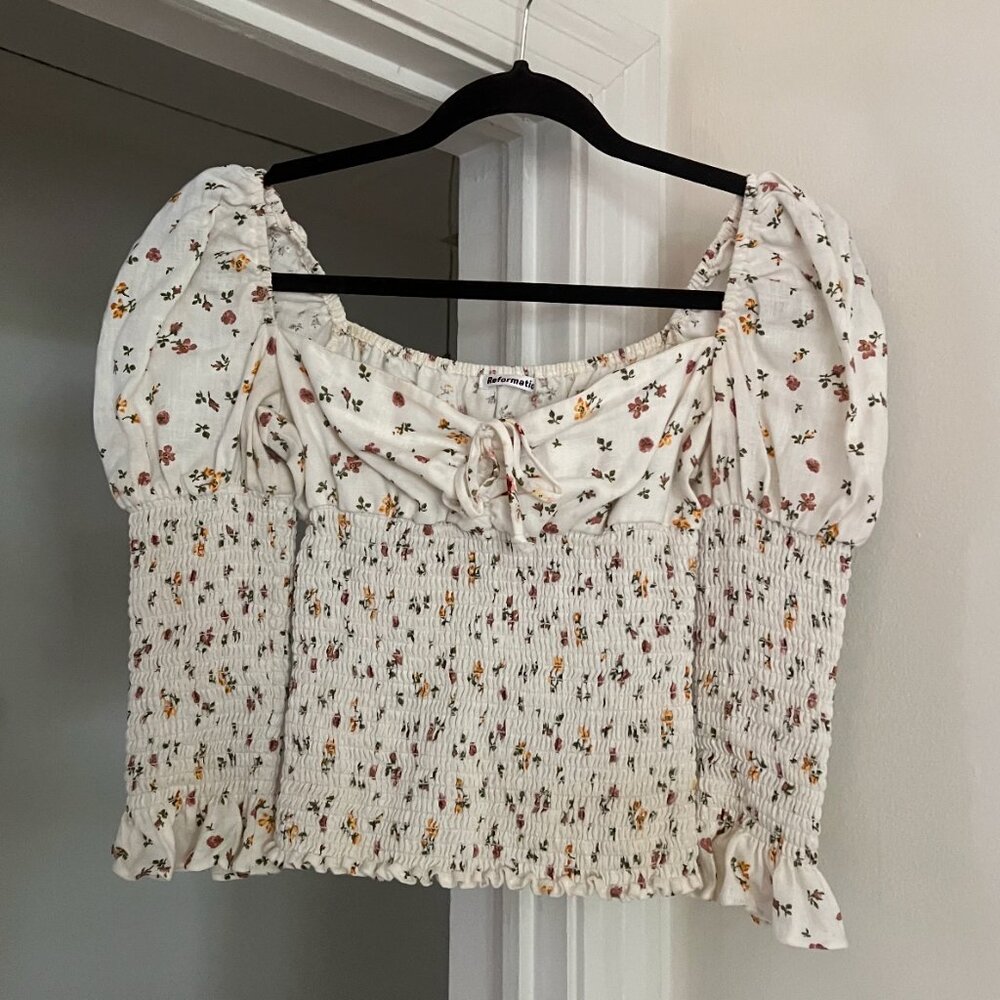 Reformation Linen Haven Floral Top